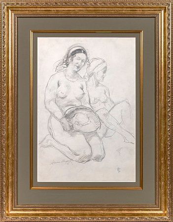 Исупов Алексей Владимирович (1889-1957). Две обнаженные девушки. 1940-е.