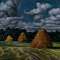 Смирнов-Русецкий Борис Алексеевич (1905-1993).Пейзаж со стогами. 1981.
