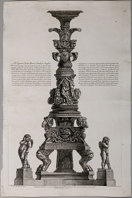 Пиранези Джованни Батиста (Piranesi Giovanni Battista) (1720-1778).
Канделябр с фигурами купидонов. Лист из цикла "Вазы, канделябры, надгробия, саркофаги, треножники, светильники и древние орнаменты". Последняя треть XVIII века.