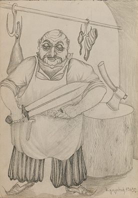Гоциридзе Михаил Герасимович (1901-1975).
Мясник в мясной лавке. 1969.