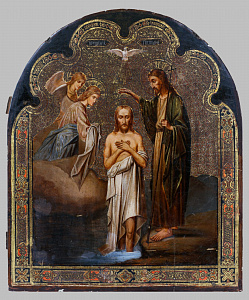 Икона "Крещение". Россия. XIX век.