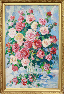 Виноградов Леонид Николаевич (р. 1938). Натюрморт с розами. 1990-е - 2000-е.
