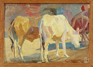 Крюгер-Прахова Анна Августовна (1876-1962). Этюд с коровами. 1910.