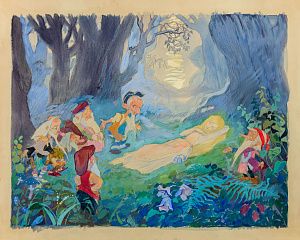 Беньяминсон Эрик Евгеньевич (р. 1932). 
Эскиз иллюстрации к новелле А.Франса "Пчёлка". Середина ХХ века.