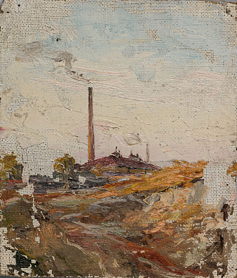 Гросицкий Сергей Николаевич (1876-1933). Пейзаж с заводской трубой. 1920-е.