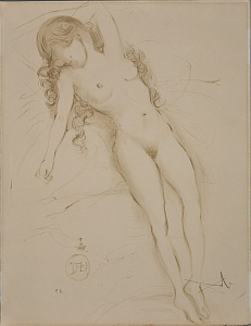Сальвадор Дали (Salvador Dali) (1904-1989). 
Обнаженная с приподнятой рукой. Серия "Ню". 1970.
