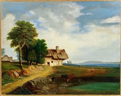 Неизвестный художник. Западная Европа. Пейзаж с пастушком. Конец XIX века.