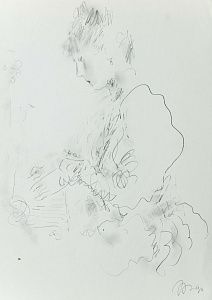 Хамдамов Рустам Усманович (р.1944). Девушка за фортепьяно. 1994.