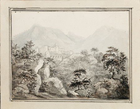 Неизвестный художник. Западная Европа. 
Арта. Вид из сада. 1818.