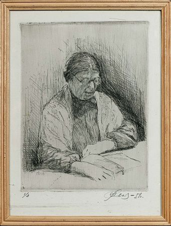 Фейгин Моисей Израилевич (1914-2003). Старушка за чтением. 1951.