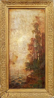 Цигус Павел (к.ХIХ - н.ХХ). 
Пейзаж с парусником. Конец XIX - начало ХХ века.