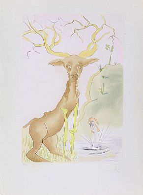 Сальвадор Дали (Salvador Dali) (1904-1989). Олень, отражающийся в воде. Серия "Бестиарий Лафонтена". 1974.