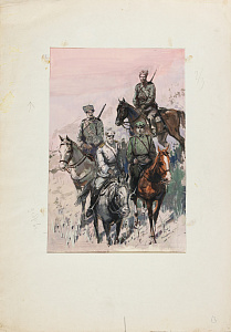 Лурье Аркадий Александрович (1916-1990). Белогвардейцы. Эскиз иллюстрации к книге Ю.Д. Дмитриева "Рассказы о Григории Ивановиче Котовском". 1961.