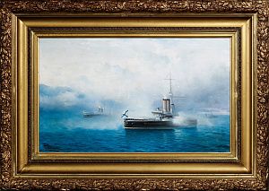 Гриценко Николай Николаевич (1856-1900). Корабли заходят в порт. Конец XIX века.