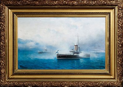 Гриценко Николай Николаевич (1856-1900). Корабли заходят в порт. Конец XIX века.