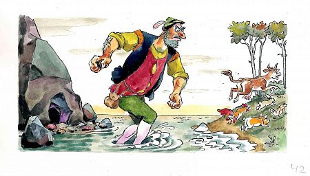 Елисеев Анатолий Михайлович (р. 1930). Великан. Эскиз иллюстрации к сказке "Джек - победитель великанов". 2005.
