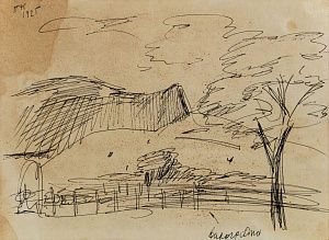 Кузнецов Павел Варфоломеевич (1878–1968) 
Виноградники. Рисунок из альбома поездки в Крым. 1925.
