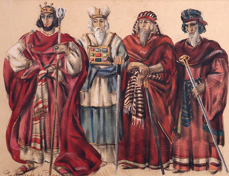 Пожедаев Георгий Анатольевич (1897-1971).Волхвы. Эскиз костюмов для постановки спектакля с библейскими сценами. 1936.