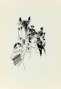 Гуревич Борис Абрамович(?) (р.1929). Всадники. Эскиз книжной иллюстрации. Последняя треть XX века.