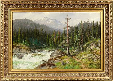 Халвор Халворсен (Halvor Halvorsen) (XIX - XX век). Пейзаж с лесным ручьем. Начало ХХ века.