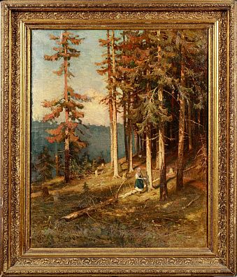 Неизвестный художник. Россия. В сосновом лесу. Конец XIX века.