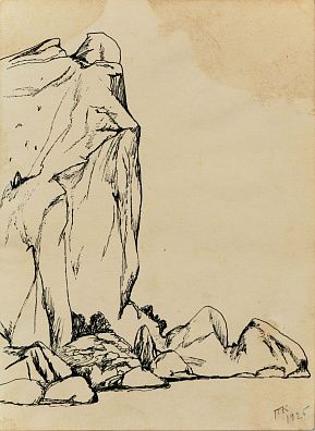 Кузнецов Павел Варфоломеевич (1878–1968) 
Утес. Рисунок из альбома поездки в Крым. 1925.