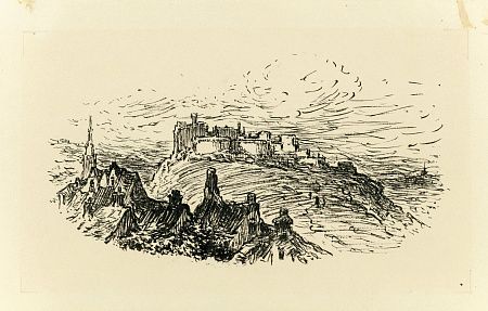 Таубер Виктор Исаакович (1901-1990).Вид на средневековый город. Книжная иллюстрация. Третья четверть ХХ века.