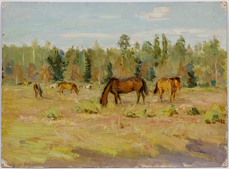 Боим Соломон Самсонович (1899-1976).Лошади на опушке. 1939.
