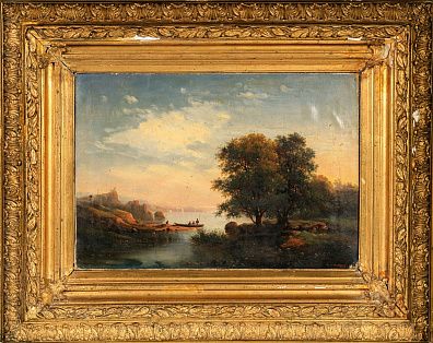 Адольф Эберле (Adolf Eberle) (1843-1914).
Пейзаж с озером. Конец XIX века.