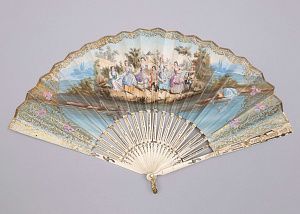 Веер "Пастораль" из слоновой кости с росписью. Западная Европа, 1770-е годы.