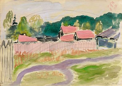 Маврина Татьяна Алексеевна (1900-1996). Деревенский пейзаж. 1973.