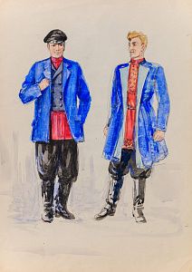 Неизвестный художник. Россия. Эскиз мужских костюмов. 1940-е - 1950-е.