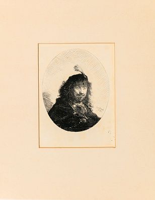 Рембрандт Харменс ван Рейн (Rembrandt Harmensz van Rijn) (1606-1669). Автопортрет в шапочке с плюмажем. Середина - конец XIX века.