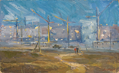 Антонов Сергей Георгиевич (1932 - 2006).
Огни стройки. 1954.