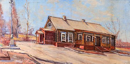 Радимова Татьяна Павловна (1916-2000). 
Пейзаж с домом. Вторая половина ХХ века.