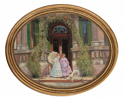 Мардеросов Леонид Иванович (1880-1936). 
Дамы у подъезда. Первая четверть ХХ века.