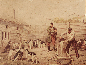 Соколов Петр Петрович (1821-1899). На псарне. Конец XIX века.