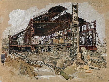 Соколов Илья Алексеевич (1890–1968). Кузнецкстрой. Постройка "Мартена". 1931.