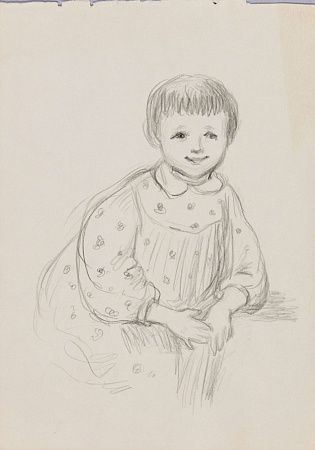 Эйгес Тамара Владимировна (1913-1991). 
Двусторонняя работа. Девочка в пижаме. Портрет мальчика. Из серии "Детские портреты". 1950-е.