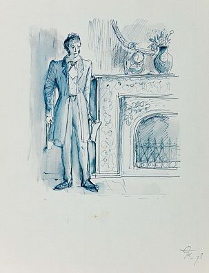 Коган Евгений Исаакович (1906–1983). 
Иллюстрация к повести А.С.Пушкина "Выстрел". 1973-е.