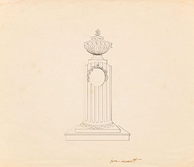 Неизвестный художник. Западная Европа. Эскиз колонны с вазоном. Первая половина - середина XIX века.