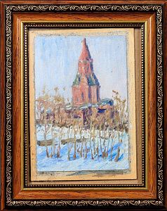 Неизвестный художник. Россия. Вид на церковь Вознесения в Коломенском. 1960-е.