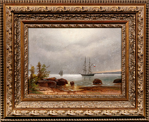 Неизвестный художник. Западная Европа. Пейзаж с парусниками. Вторая половина XIX века.