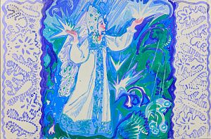 Большакова Ирина Ивановна (1936-2011). 
Снегурочка. Эскиз диафильма "Снегурочка". 1969.