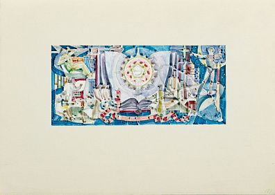Пугачёв Юрий Владимирович (1933–1998). 
Да здравствует научно-технический прогресс. Эскиз панно. Вариант 2. 1960-е.