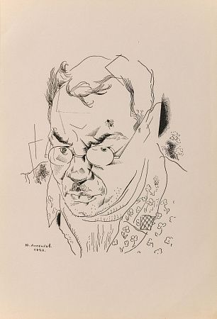 Анненков Юрий Павлович (1889-1974). Портрет А.М. Ремизова. Лист из альбома "Анненков. Ю.П. Портреты". 1922.