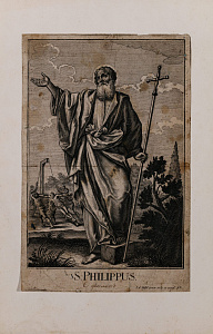 Иоганн Андреас Пфеффель младший (Pfeffel Johann Andreas the Younger) (1715-1768).
Святой Апостол Филипп. Середина XVIII века.