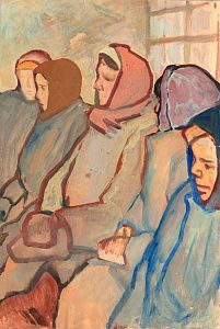 Алексеев Адольф Евгеньевич (1934-2000). 
В теплушке. Серия "Порт Владимира". 1962.