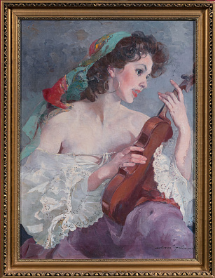 Мария Жанто (Maria Szantho) (1897-1997).
Девушка со скрипкой. Вторая половина ХХ века.
