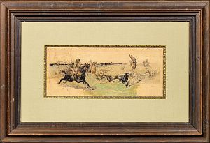Самокиш Николай Семенович (1860-1944). 
Охота на волка с борзыми в XVII веке. 1890-е.